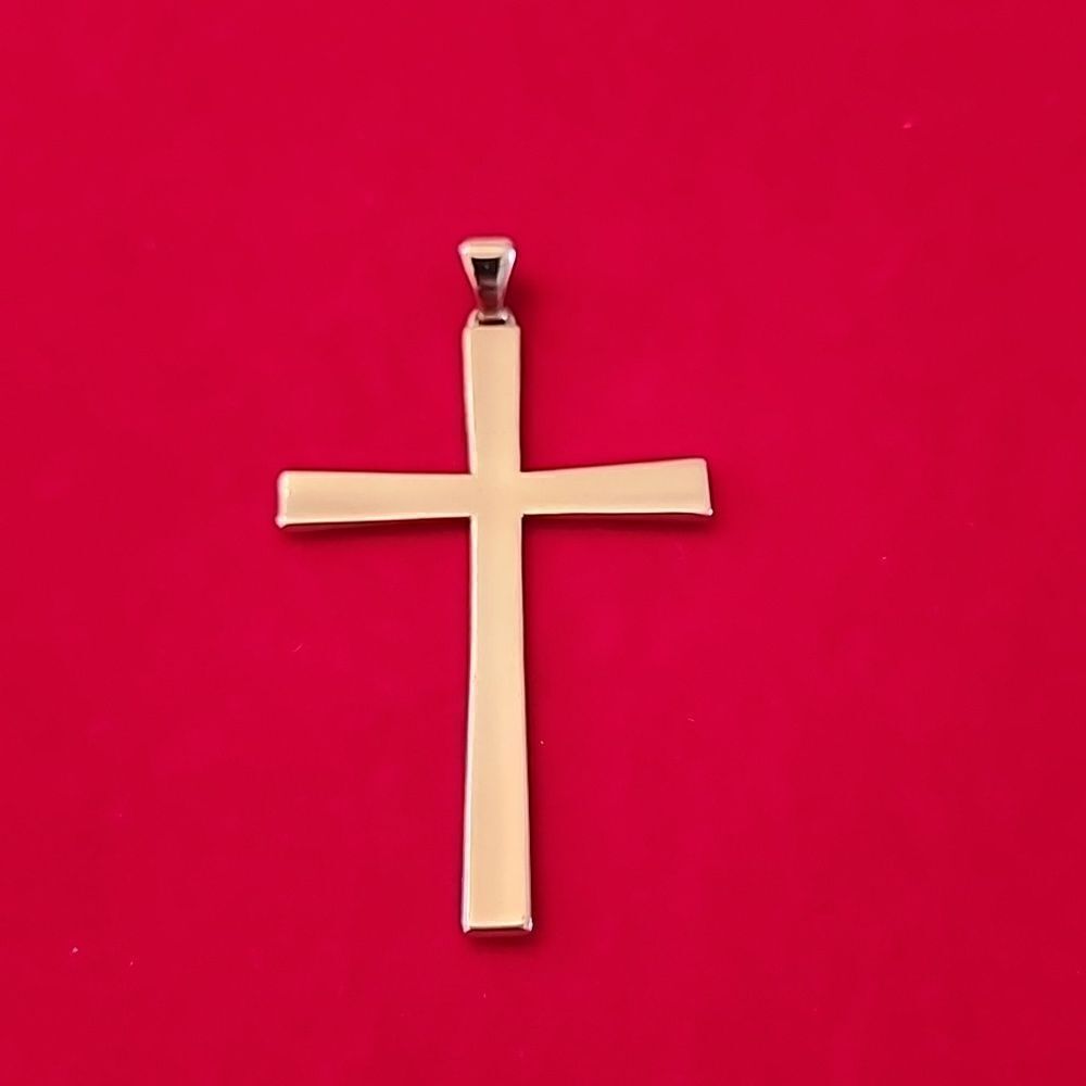 Signed Milor Italy Larfe Bronze Cross Pendant Charm